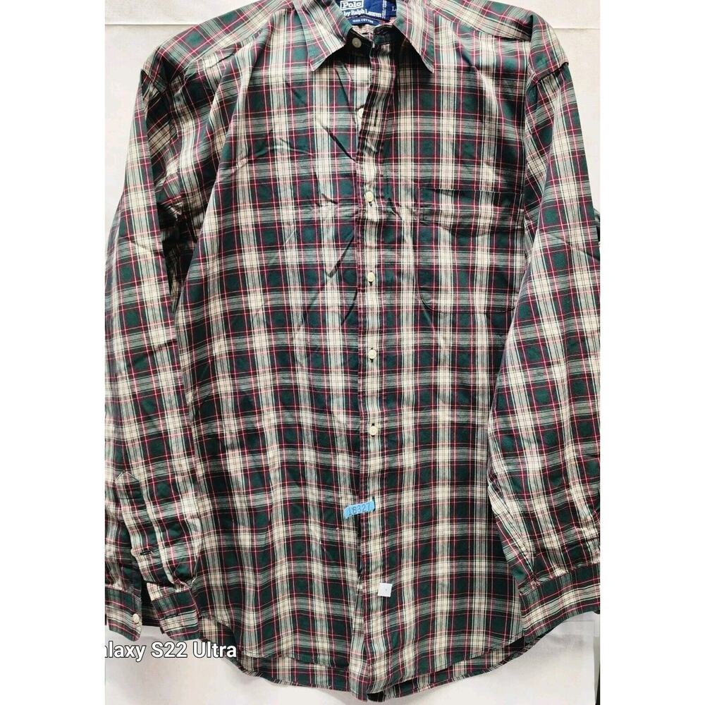 VINTAGE Polo Ralph Lauren Men Button Up Shirt L Multicolor Plaid Long Sleeve